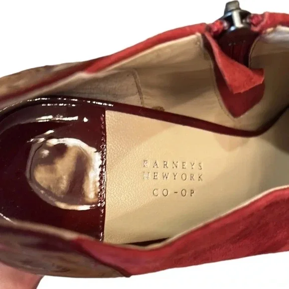 Barneys New York Co-Op Burgundy Suede Platform Ankle Booties Size 9 - Picture 10 of 12